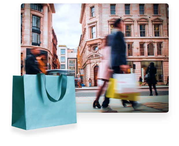 borsa e shopping nelle vie del centro città: assicurazione commercio